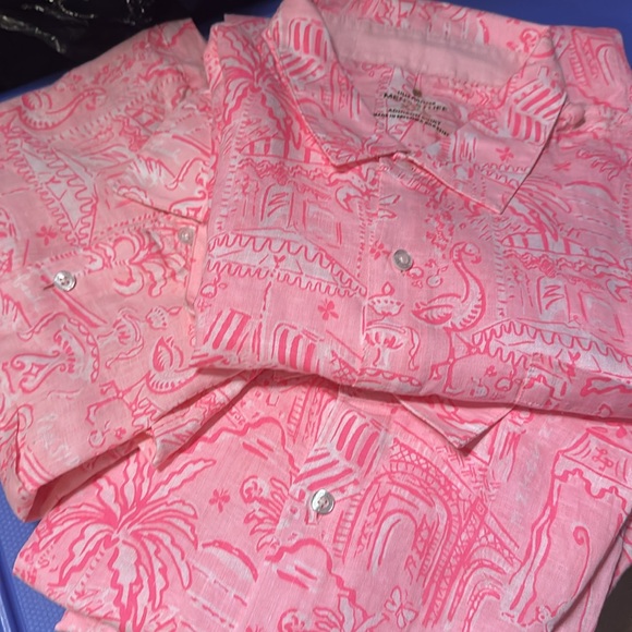 Lilly Pulitzer Men’s Addison Seacoast Linen Shirt – Size L - Picture 8 of 8
